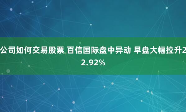 公司如何交易股票 百信国际盘中异动 早盘大幅拉升22.92%
