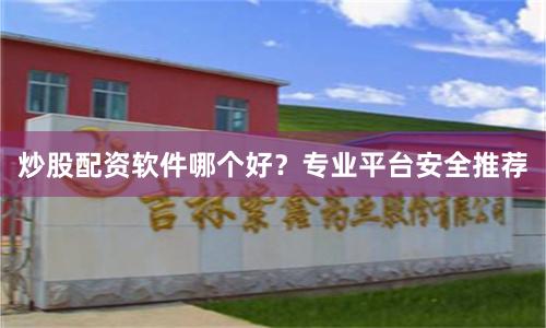 炒股配资软件哪个好？专业平台安全推荐